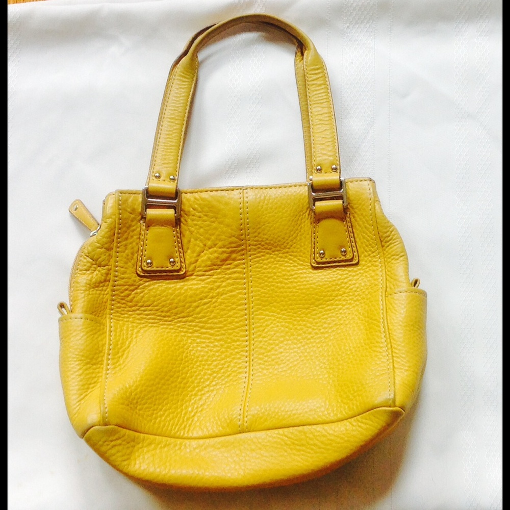 Fossil Yellow Leather Handbag Pebble Satchel